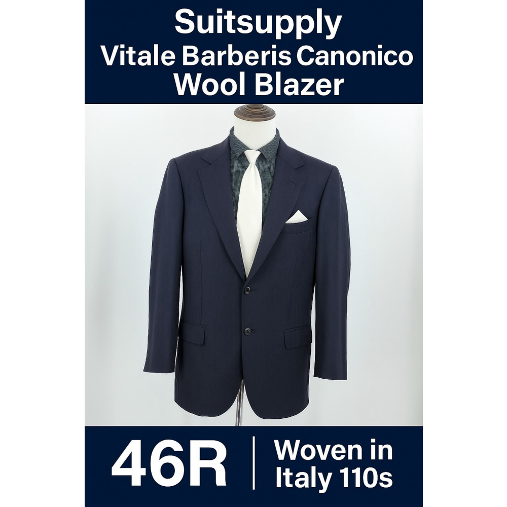 Suitsupply 112 AB10 Navy Wool Blazer 46R | Vitale Barberis Canonico Italy 110s - Picture 2 of 16